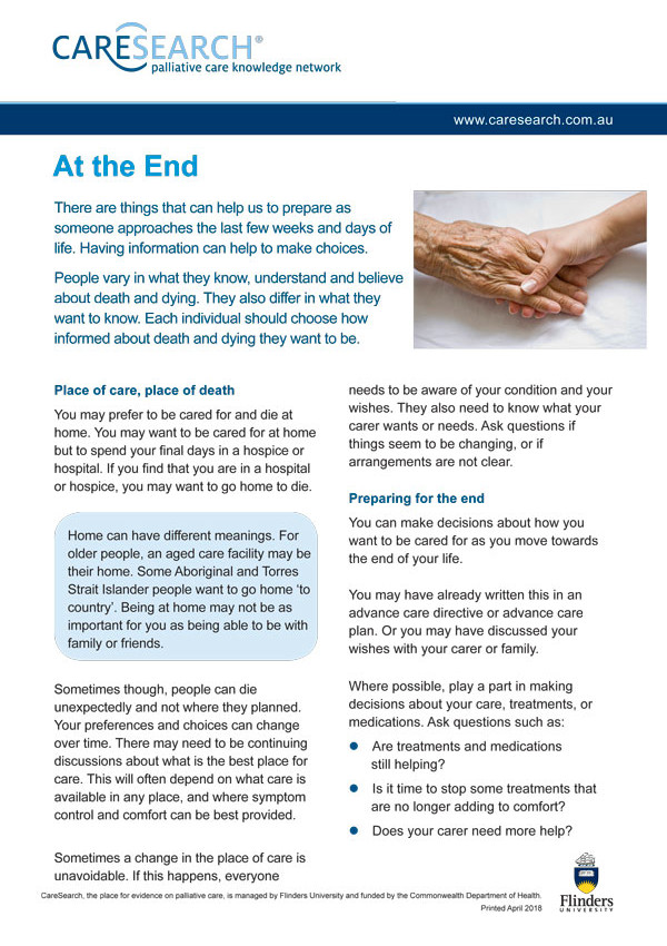 At the end factsheet